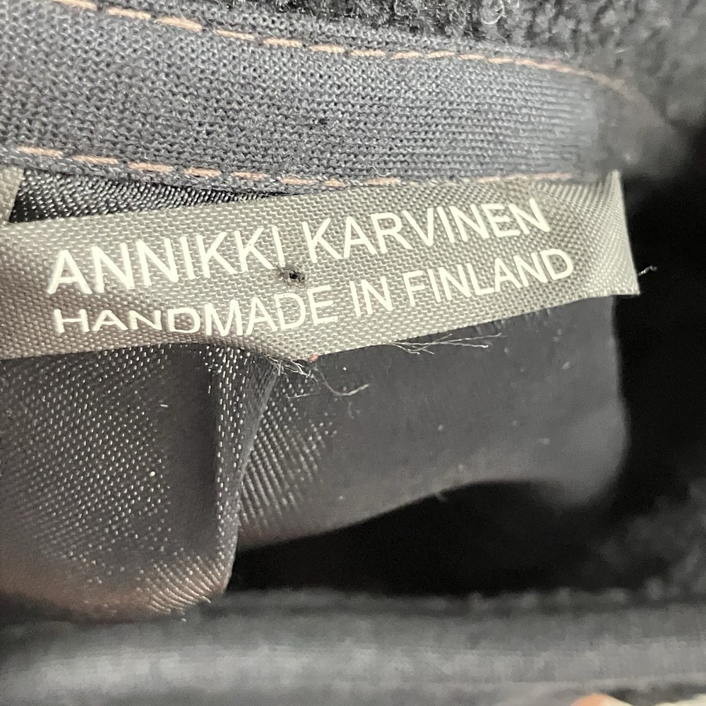 Vintage Annikki Karvinen Finland Brown Black Cotton Snap Jacket Womens S - Picture 8 of 12